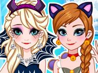 play Frozen Halloween Kissing