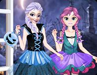 play Anna And Elsa First Halloween