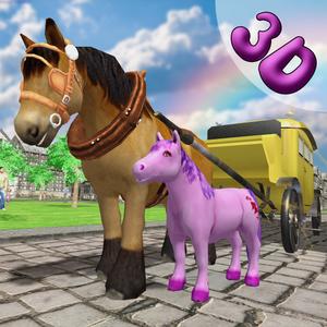 Pony Horse Carriage Kids Transport Simulator
