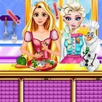 play Elsa And Rapunzel Cooking Disaster