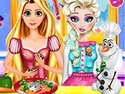play Elsa And Rapunzel Cooking Disaster
