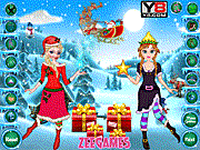play Elsa And Anna Helping Santa