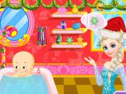 play Elsa Bathing Baby Santa