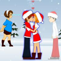 Flirting Christmas Kiss