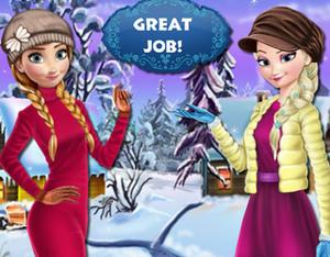 play Elsa And Anna Winter Dress Up