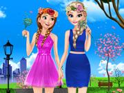 play Elsa And Anna Spring Dress Up