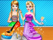 play Elsa And Anna Shoe Decor