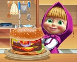 Masha Cooking Big Burger