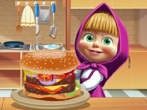 Masha Cooking Big Burger