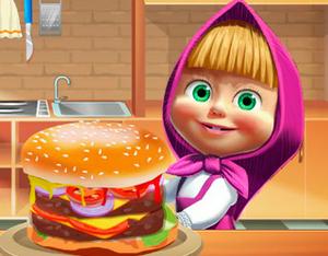 play Masha Cooking Big Burger