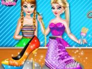 play Elsa And Anna Shoe Decor