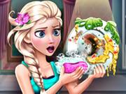 play Elsa Dish Washing Realife