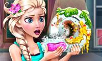 play Elsa Dish Washing Real Life