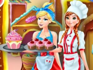 play Anna And Cinderella At The Cupcakes Factory