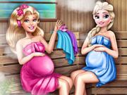 play Barbie And Elsa Pregnant Sauna