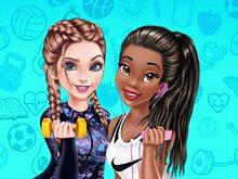 play Elsa And Tiana Workout Buddies