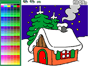 play House In Winter Forest Coloring Game
