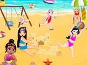 Baby Princesses Play In Beach