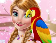 Ice Princess And Cute Parrot