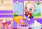 play Cute Baby Washing Clothes