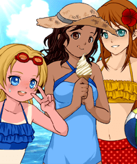 Anime Summer Girls Dress Up Game