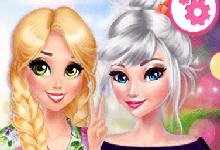 play Elsa And Rapunzel Pretty In Floral