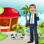 Happy Businessman Rescue Escape