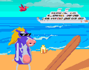 play Vaca Roxa Em Tirando Uma Onda - Purple Cow Surf