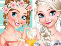 play Anna And Elsa Glittery Bridesmaids