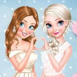 play Anna And Elsa Glittery Bridesmaids