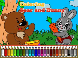 Coloring Bear And Bunny