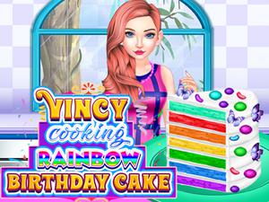 play Vincy Cooking Rainbow Birthday Cake