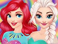play Disney Princesses Rainbow Dresses