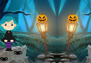 play Halloween White Cat Escape (8B Games