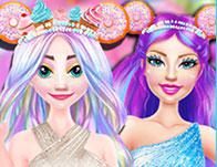 Barbie And Elsa In Candyland