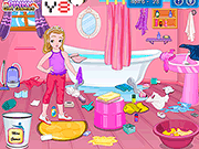 Little Girl Bathroom Cleaning