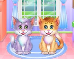 play Twin Kitties Spa Caring