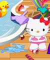 Hello Kitty Cleaning Swimming Pool