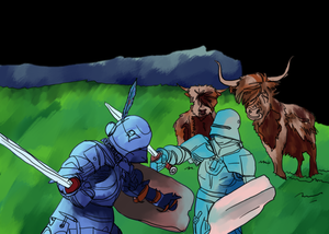play Knight Dodging Cows And Other Stuff