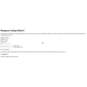 play Hangman Coding Edition!!