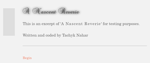 play A Nascent Reverie: An Excerpt