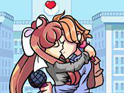 play Senpai And Monika Kissing