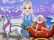 play Little Girl Clean Christmas Carriage