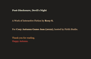 play Post-Disclosure, Devil'S Night