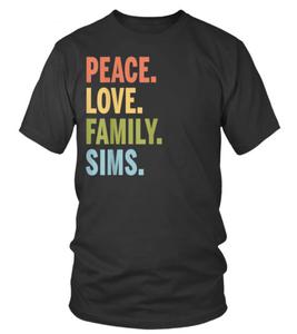 Sims Last Name Peace Love Family Matching T-Shirt