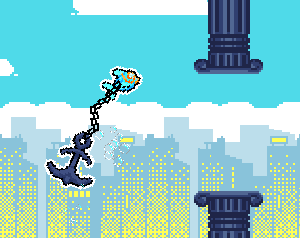 Flappy Bird But You'Re Attached To A Large Anchor game