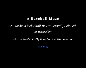 A Baseball Maze game